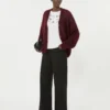 Mohair-Strickjacke, Bordeaux Mohair-Strickjacke, Bordeaux
