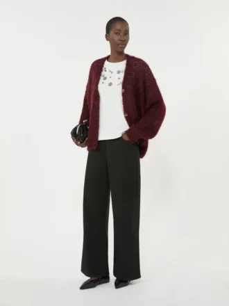 Mohair-Strickjacke, Bordeaux