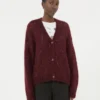 Mohair-Strickjacke, Bordeaux Mohair-Strickjacke, Bordeaux