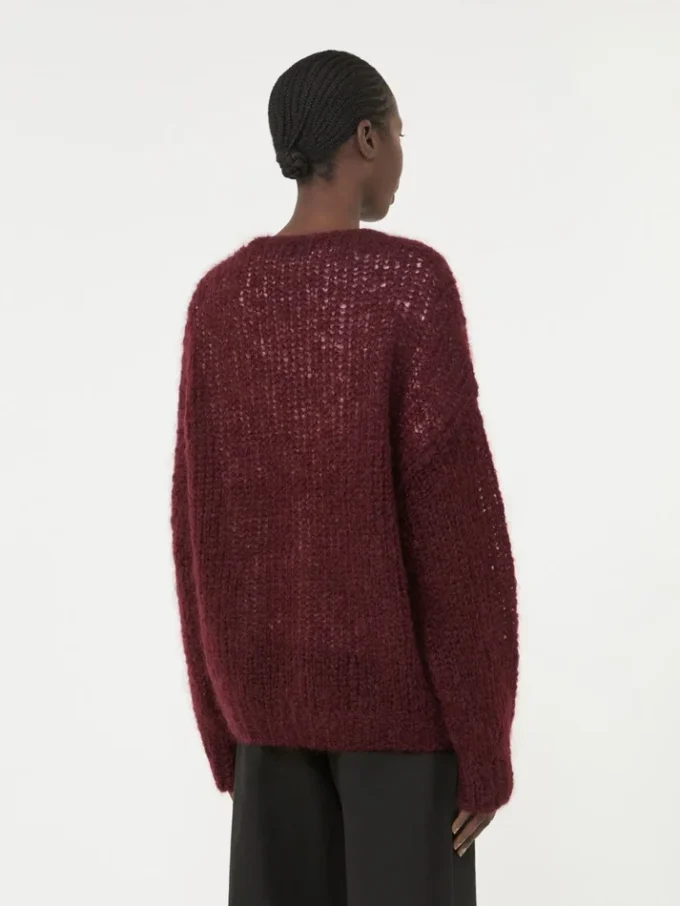 Mohair-Strickjacke, Bordeaux Mohair-Strickjacke, Bordeaux