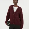 Mohair-Strickjacke, Bordeaux Mohair-Strickjacke, Bordeaux