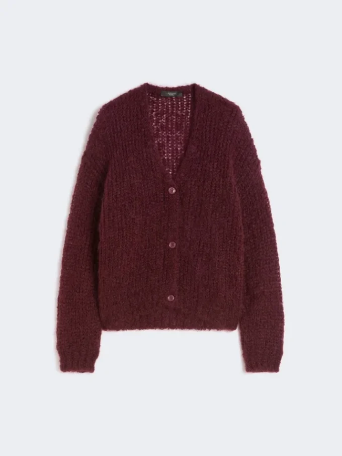 Mohair-Strickjacke, Bordeaux Mohair-Strickjacke, Bordeaux