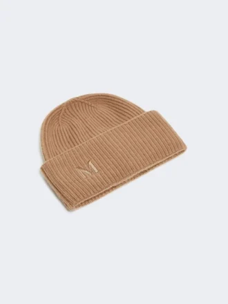 Mütze aus Kaschmir mit Rippenstrick, kamel Mütze aus Kaschmir mit Rippenstrick, kamel