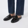 Mule-Mokassins aus Glattleder, schwarz Mule-Mokassins aus Glattleder, schwarz