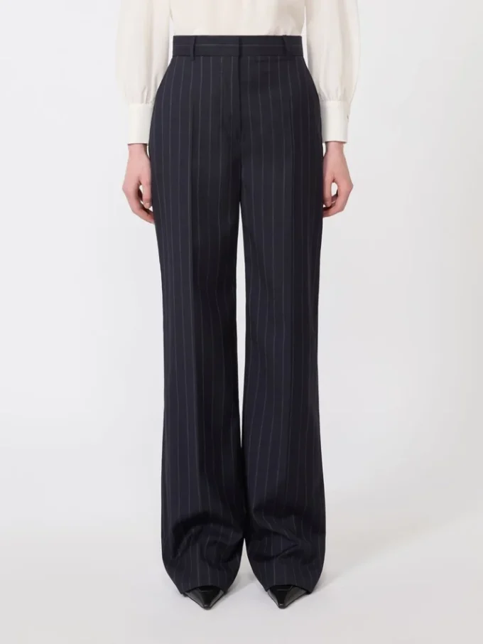 Nadelstreifen-Hose aus Wolle, marineblau Nadelstreifen-Hose aus Wolle, marineblau