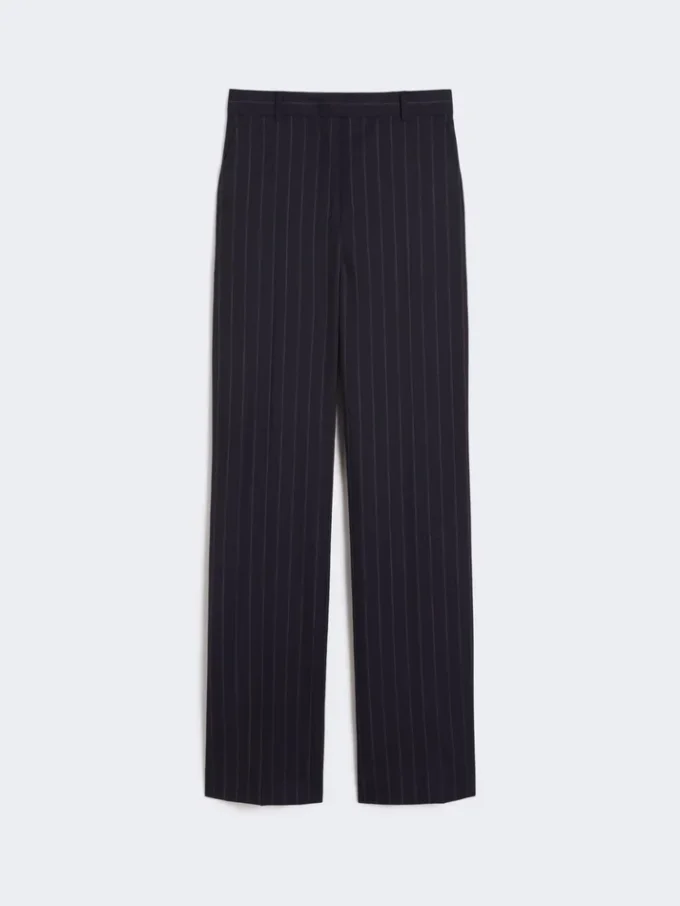 Nadelstreifen-Hose aus Wolle, marineblau Nadelstreifen-Hose aus Wolle, marineblau