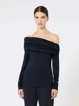 Off-Shoulder-Oberteil aus Wolle, ultramarinblau