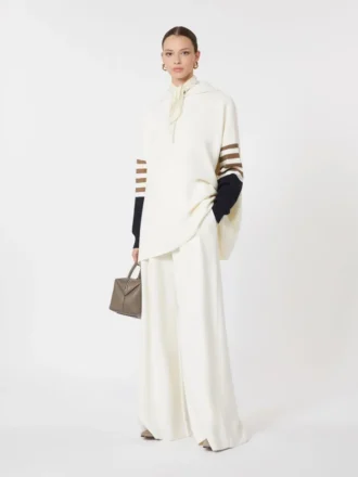 Oversize-Pullover aus Wollstrick, elfenbeinfarben