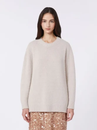 Oversized-Pullover aus Alpaka und Baumwolle, sandfarben