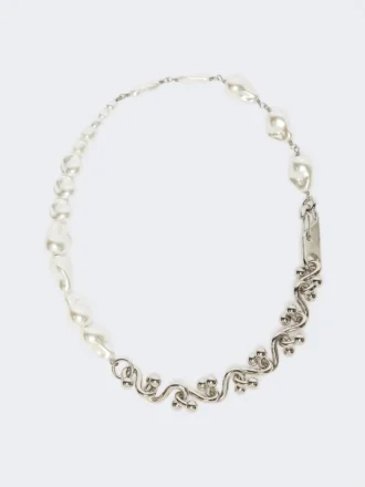 Perlen- und Metallkette, silber