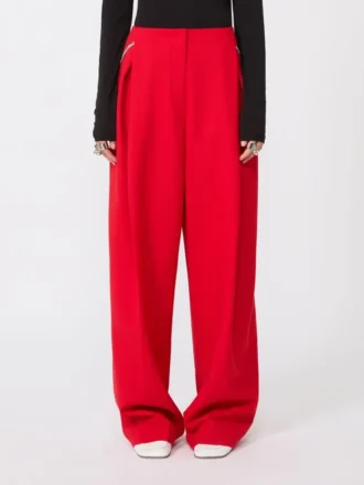 Plissierte Stretch-Wollhose, rot