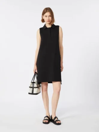 Polo-Kleid aus Scuba-Jersey, schwarz