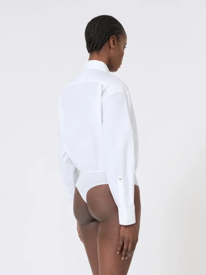 Popeline-Hemd-Bodysuit, optisches Weiß Popeline-Hemd-Bodysuit, optisches Weiß