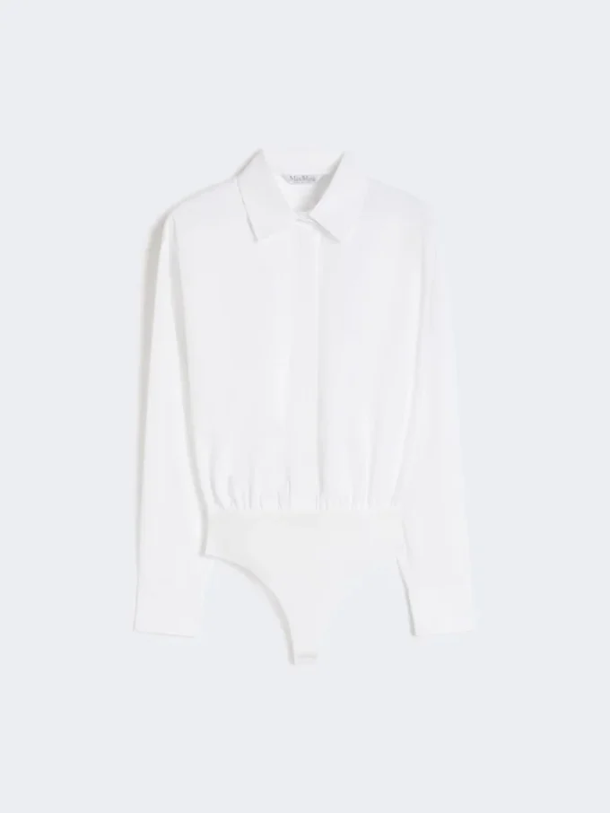 Popeline-Hemd-Bodysuit, optisches Weiß Popeline-Hemd-Bodysuit, optisches Weiß