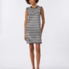 Ärmelloses Kleid aus Viskose-Crêpe-Garn, schwarz Ärmelloses Kleid aus Viskose-Crêpe-Garn, schwarz