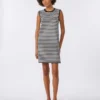 Ärmelloses Kleid aus Viskose-Crêpe-Garn, schwarz Ärmelloses Kleid aus Viskose-Crêpe-Garn, schwarz