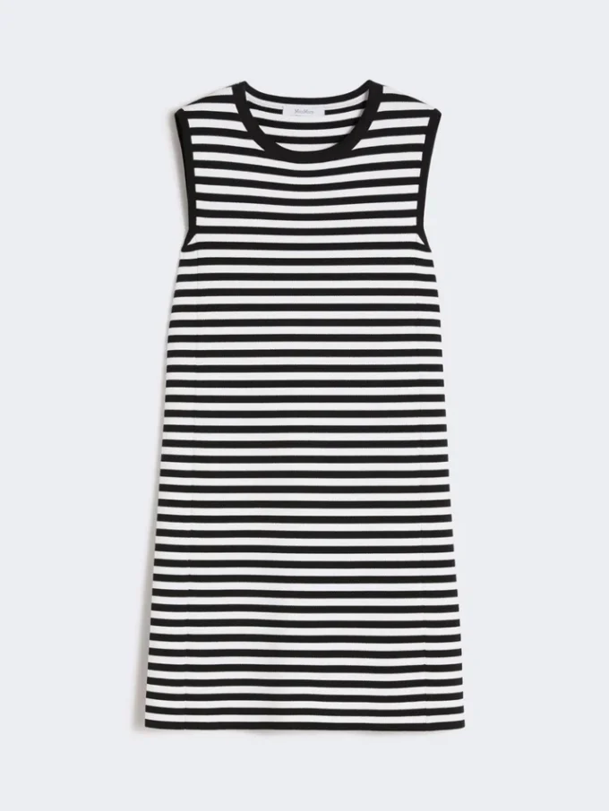 Ärmelloses Kleid aus Viskose-Crêpe-Garn, schwarz Ärmelloses Kleid aus Viskose-Crêpe-Garn, schwarz