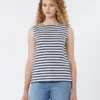 Ärmelloses Oberteil aus Interlock-Jersey, marineblau