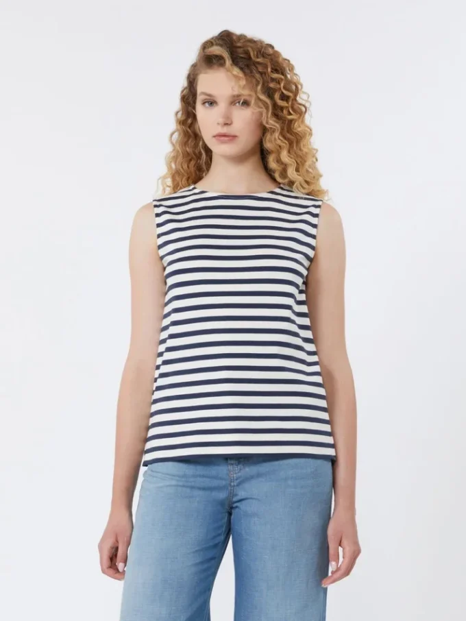 Ärmelloses Oberteil aus Interlock-Jersey, marineblau