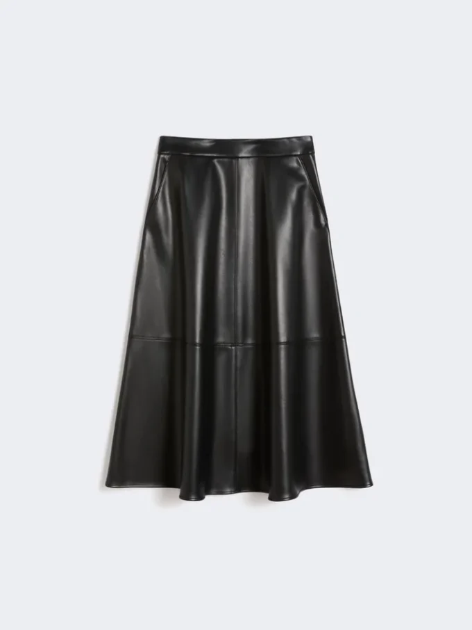 Rock aus beschichtetem Stoff, schwarz Rock aus beschichtetem Stoff, schwarz