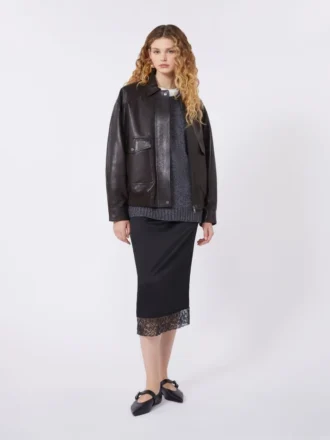 Rock aus gewaschenem Satin, schwarz