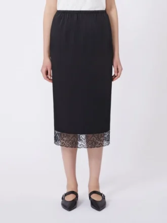 Rock aus gewaschenem Satin, schwarz