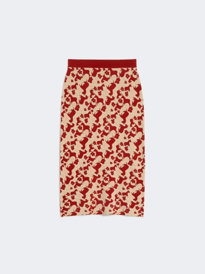 Rock aus Jacquardgarn, rot Rock aus Jacquardgarn, rot