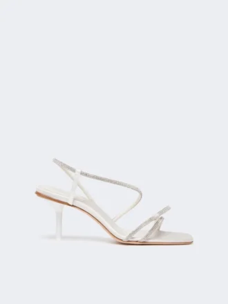 Sandalen aus Satin und Strass, elfenbeinfarben