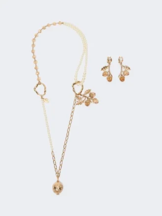 Set mit Anhängern und Kristallen, Gold