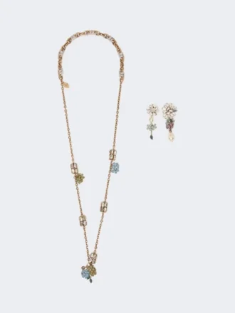 Set mit Blumen- und Kristalldetails, gold