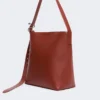 Shopper-Tasche aus Leder mit S-Schnalle, rostrot