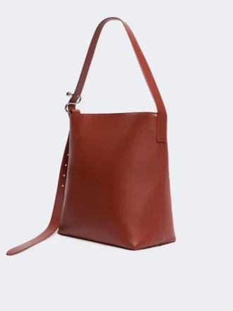 Shopper-Tasche aus Leder mit S-Schnalle, rostrot