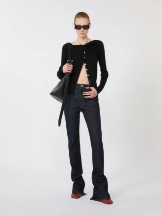 Wollcardigan mit Kette, schwarz