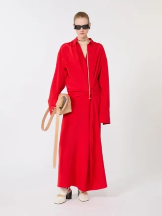 Stretch-Seidenhemdkleid, rot