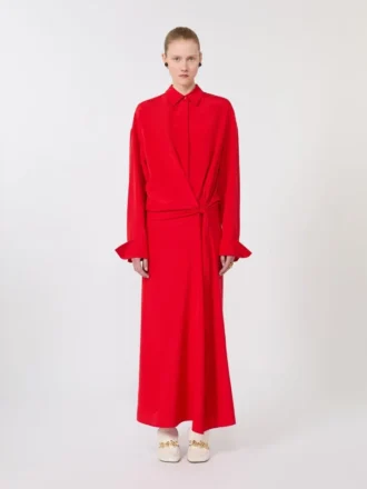 Stretch-Seidenhemdkleid, rot