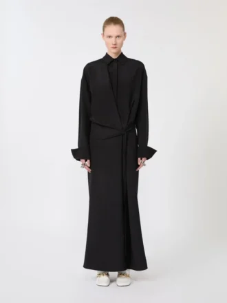 Stretch-Seidenhemdkleid, schwarz