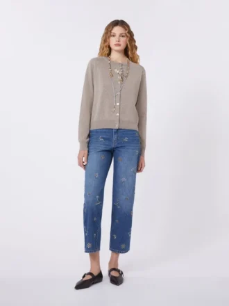 Strickjacke aus Wolle und Kaschmir, taubengrau