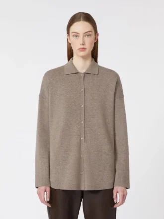 Strickjacke aus Wolle und Kaschmir, taubengrau