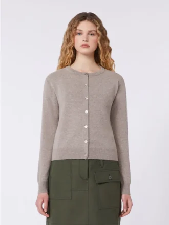 Strickjacke aus Wolle und Kaschmir, taubengrau