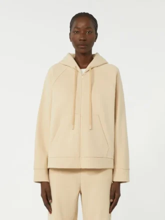 Sweatshirt aus Baumwolle mit Reißverschluss, sandfarben