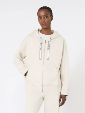Sweatshirt aus technischem Jersey mit Reißverschluss, Ecru