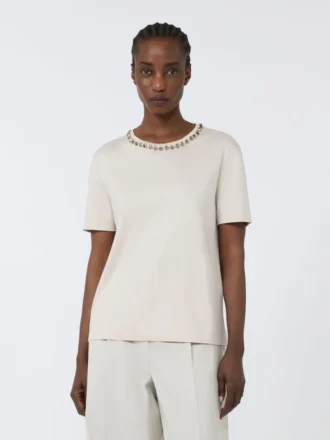 T-Shirt aus Baumwolle und Modal, beige