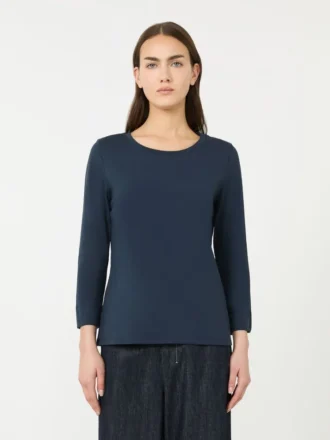 T-Shirt aus Baumwollstrick, ultramarinblau