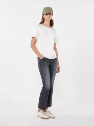 T-Shirt aus Satin und Jersey, Ecru