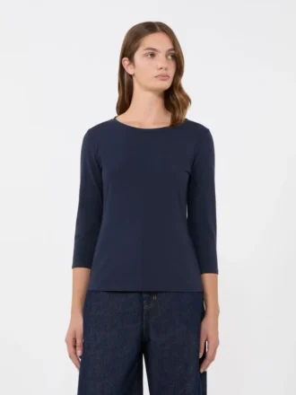 T-Shirt aus Stretch-Baumwolle, marineblau