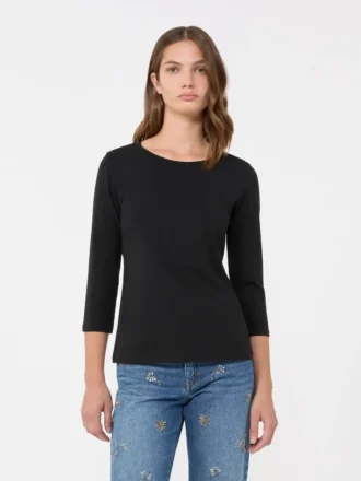 T-Shirt aus Stretch-Baumwolle, schwarz