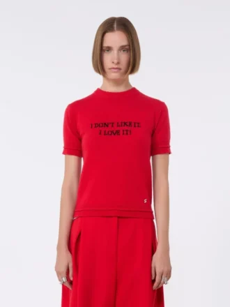 T-Shirt aus Woll- und Kaschmirstrick, rot