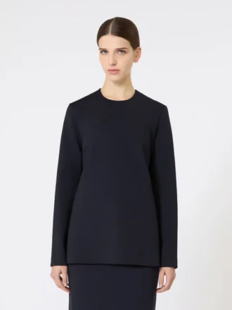 T-Shirt mit Rundhalsausschnitt aus Scuba-Jersey, ultramarinblau