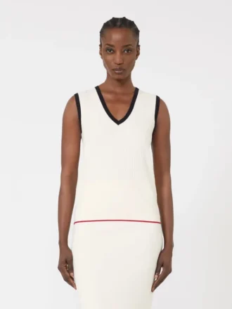 Tanktop aus Viskosemischgarn, weiß-blau