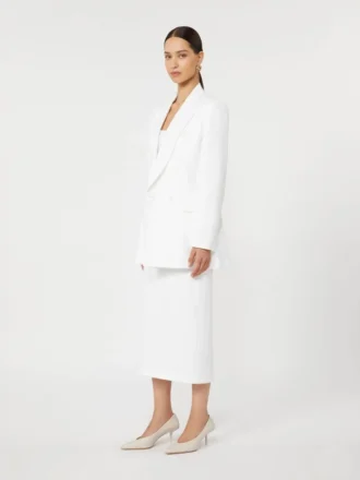 Blazer aus Baumwollkrepp-Canvas, optisches Weiß